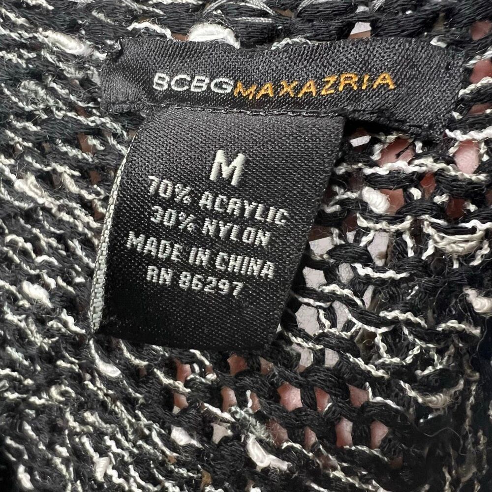 BCBGMaxazria Black Gray Beaded Loose Knit Beachy Sweater Dress, Women’s Medium - Picture 9 of 10